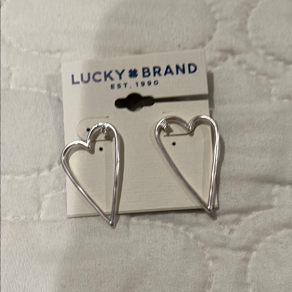 Lucky Brand Silver Heart Earrings